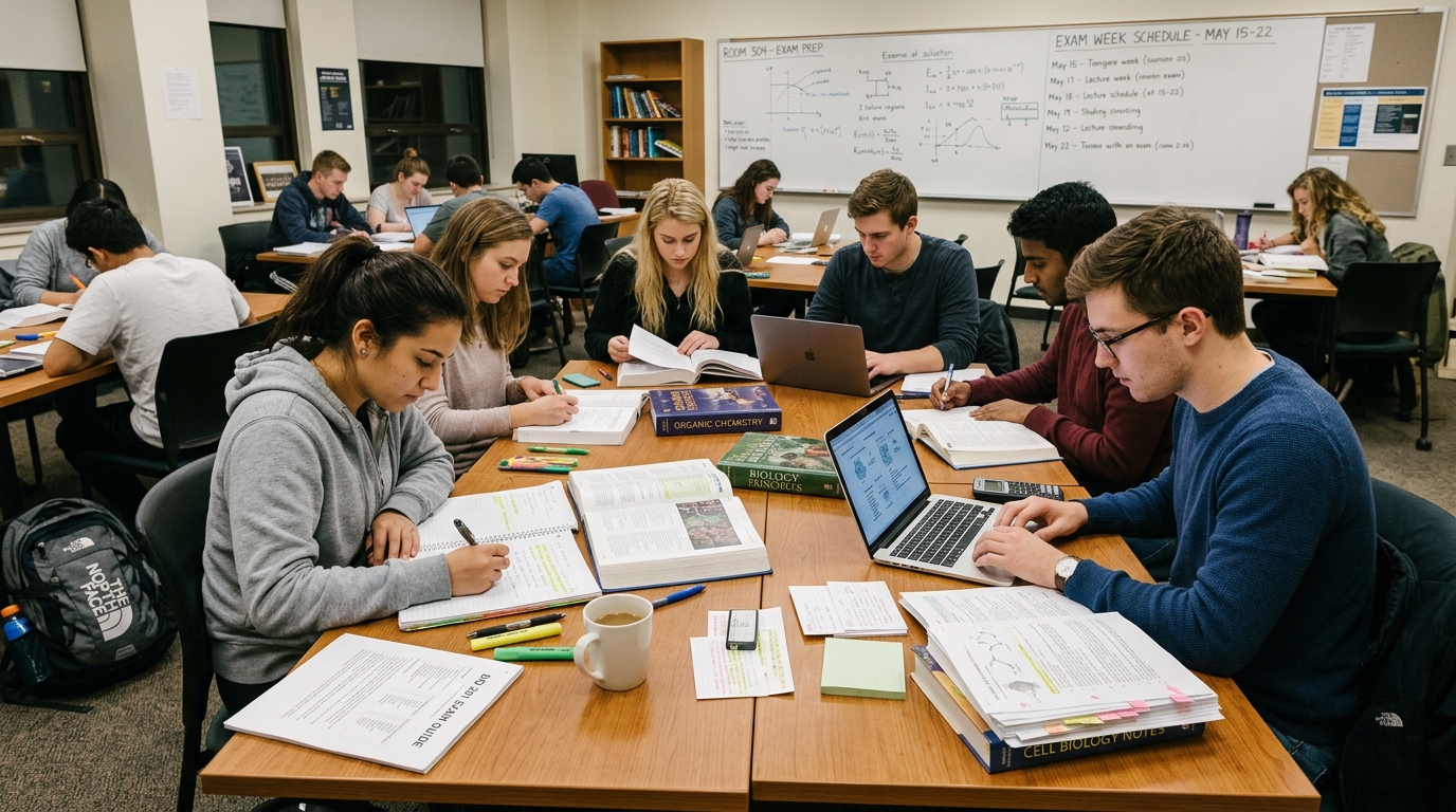 Exam preparation materials in a classroom